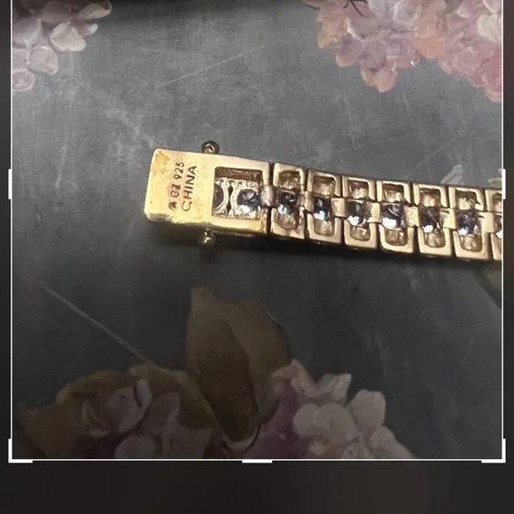 Bronze Italy 14kt gold plating Sterling Silver Bracelet with crystal stones. - Picture 4 of 6